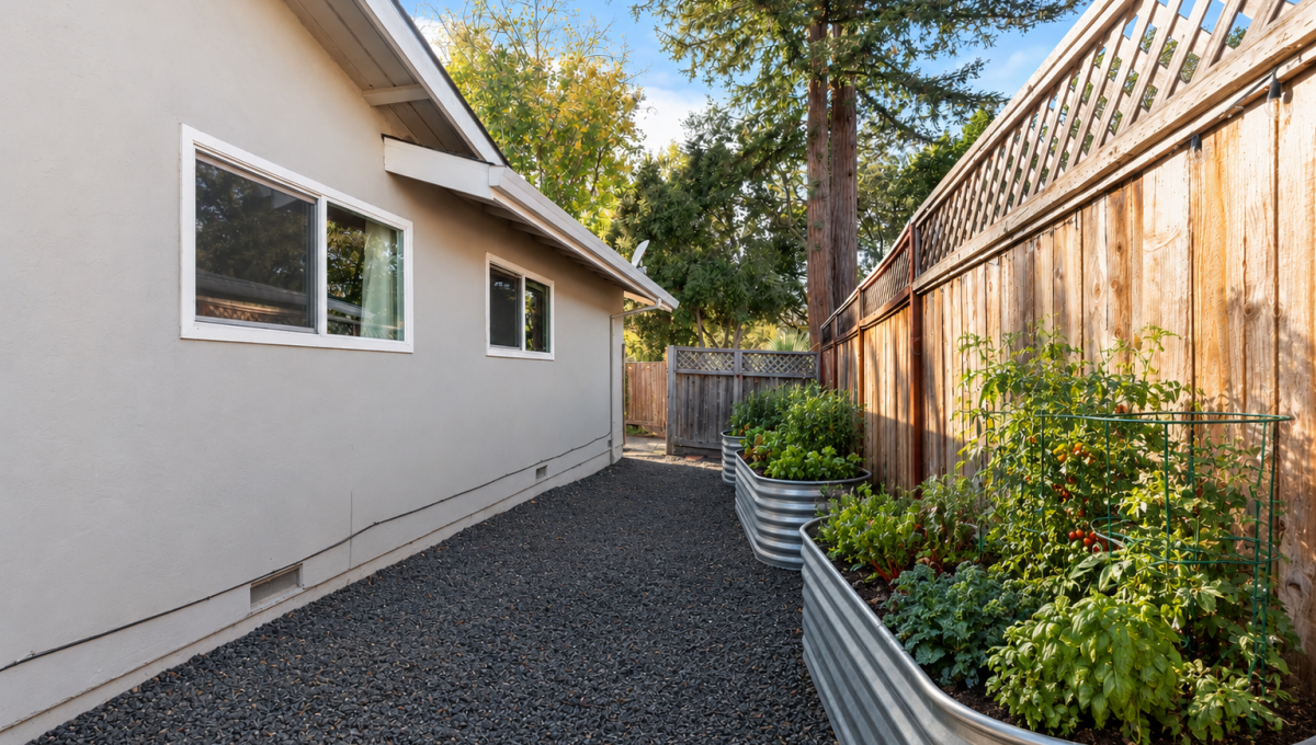 Lush Raised Beds Along Side Yard
